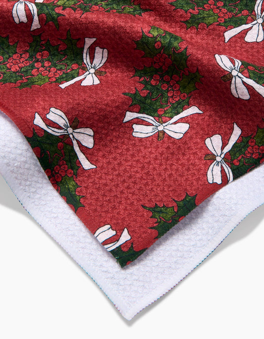 Christmas Berry Bow Tea Towel