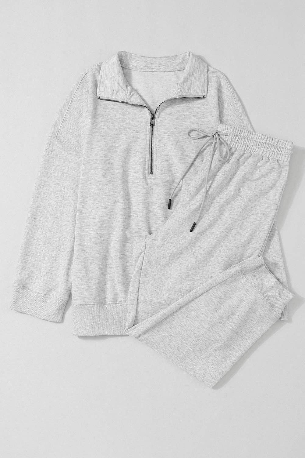 Grey Quarter Zip Jogger Set: M