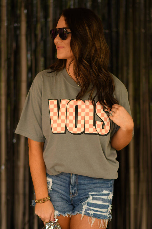 Vols Checkered Tee: GREY / M