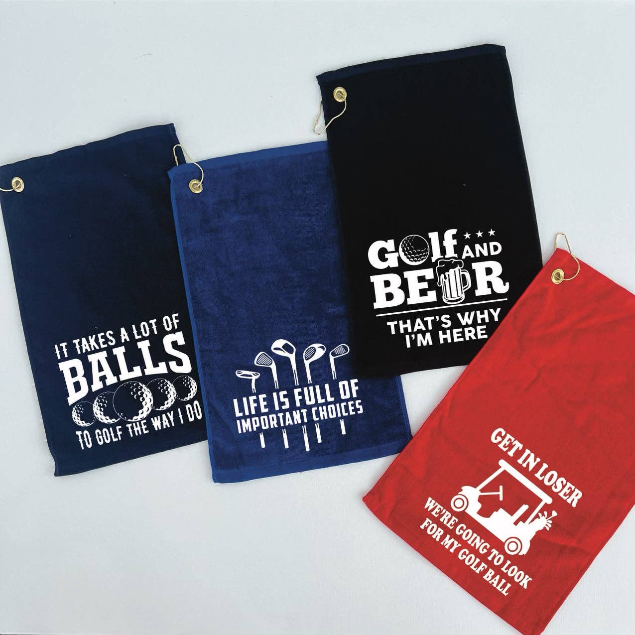 Hilarious Golf Towels (Set H): Life Is Full Of Important Choices / Navy Blue