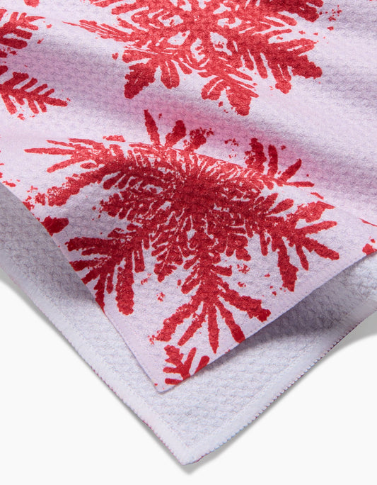 Snowy Days Red Tea Towel