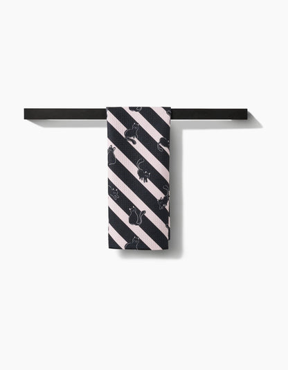 Striped Black Cats Tea Towel