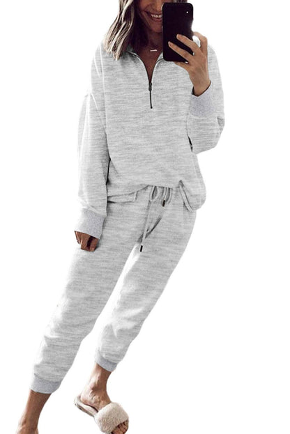Grey Quarter Zip Jogger Set: M