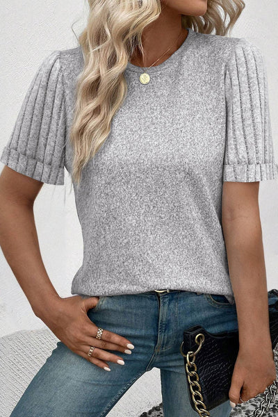 Grey Contrast Texture Tee: M