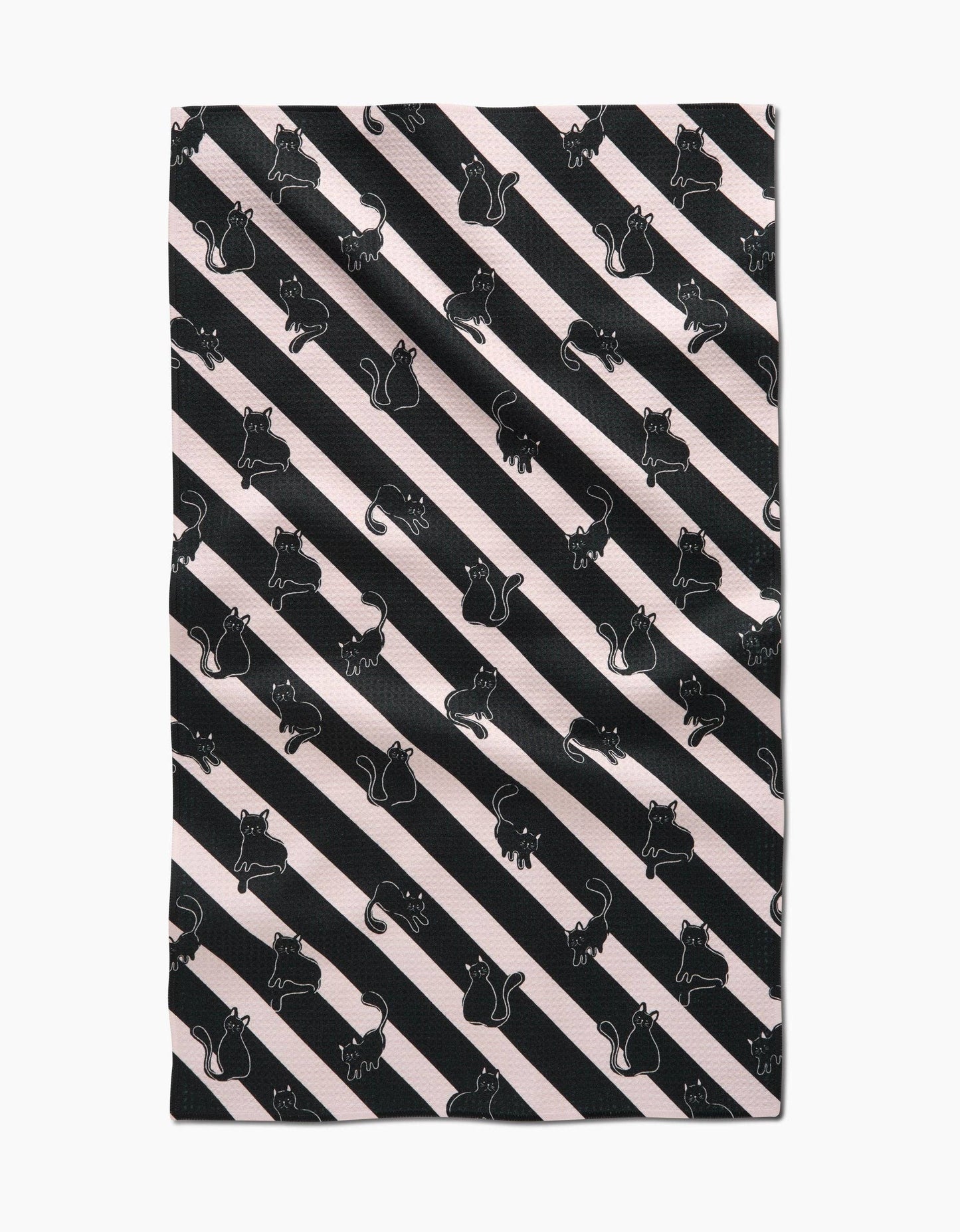 Striped Black Cats Tea Towel
