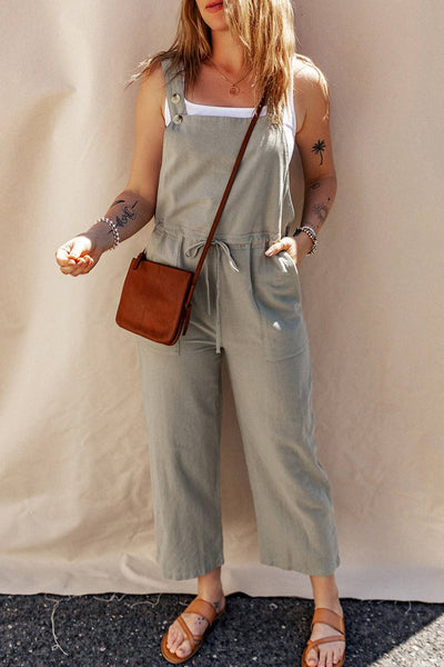 Sage Cropped Jumpsuit: Sage Green / L