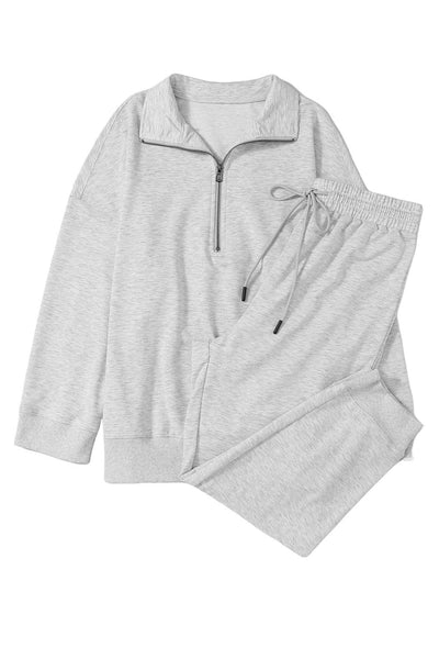 Grey Quarter Zip Jogger Set: M