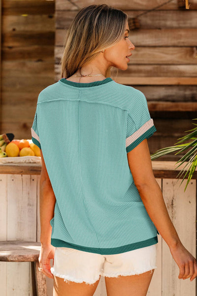 Grass Ribbed Top: Grass Green / M