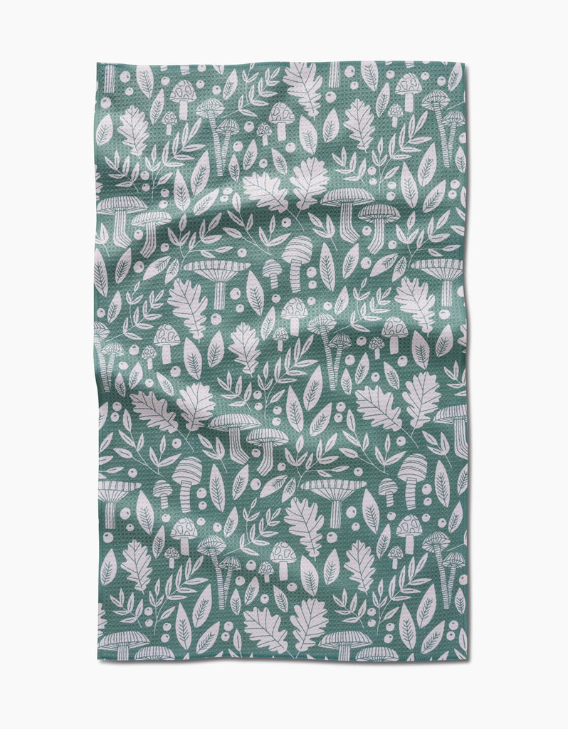 Geometry - Fall Mushrooms And Kitchen Leaves Tea Towel