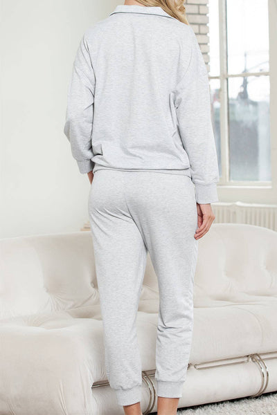 Grey Quarter Zip Jogger Set: M