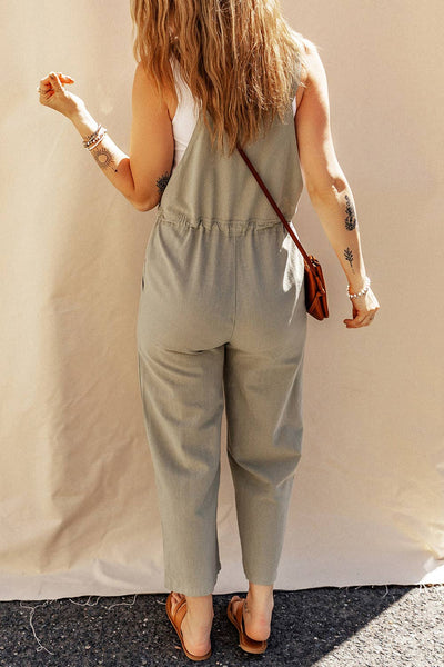 Sage Cropped Jumpsuit: Sage Green / L