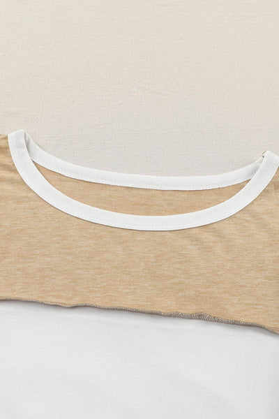 Neutral Colorblock Top: Khaki / M