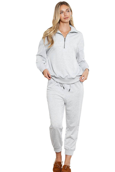 Grey Quarter Zip Jogger Set: M