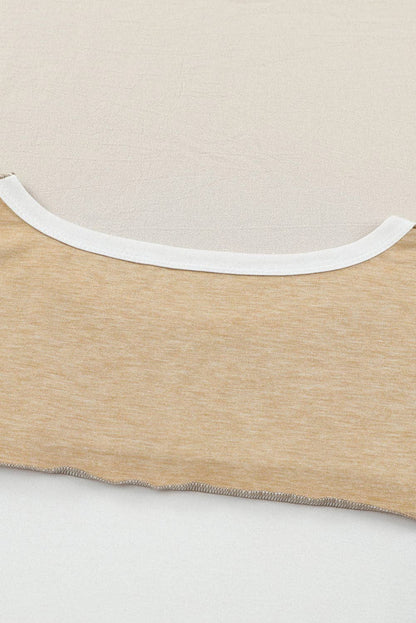 Neutral Colorblock Top: Khaki / M