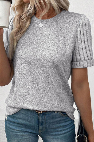 Grey Contrast Texture Tee: L