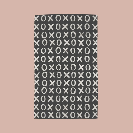 Geometry - Hugs and Kisses Black Kitchen Tea Towel