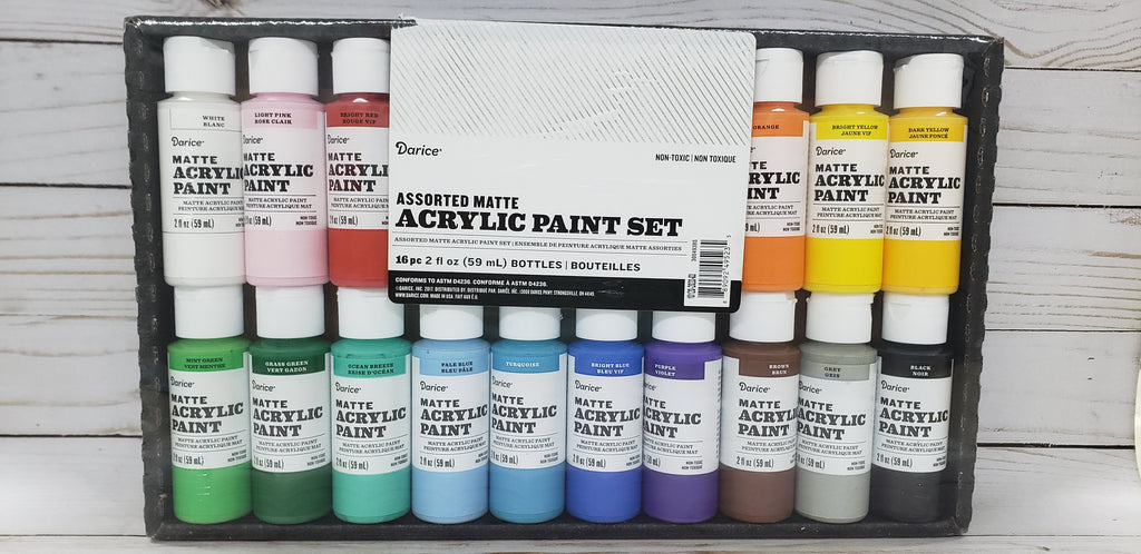 Acrylic Craft Paint Set, Matte, 2-oz., 6-Pk.