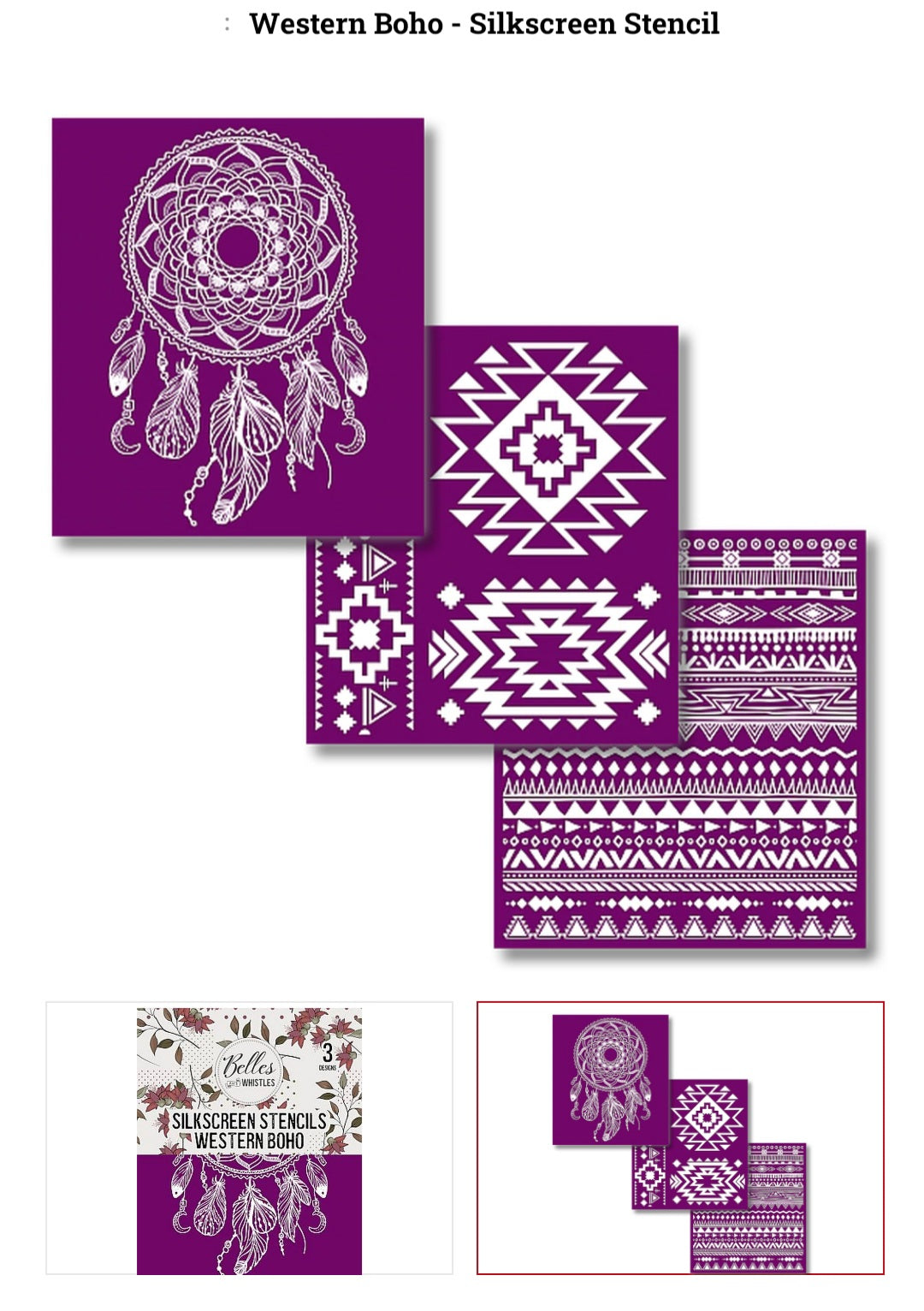 Belles and Whistles Silkscreen Stencils