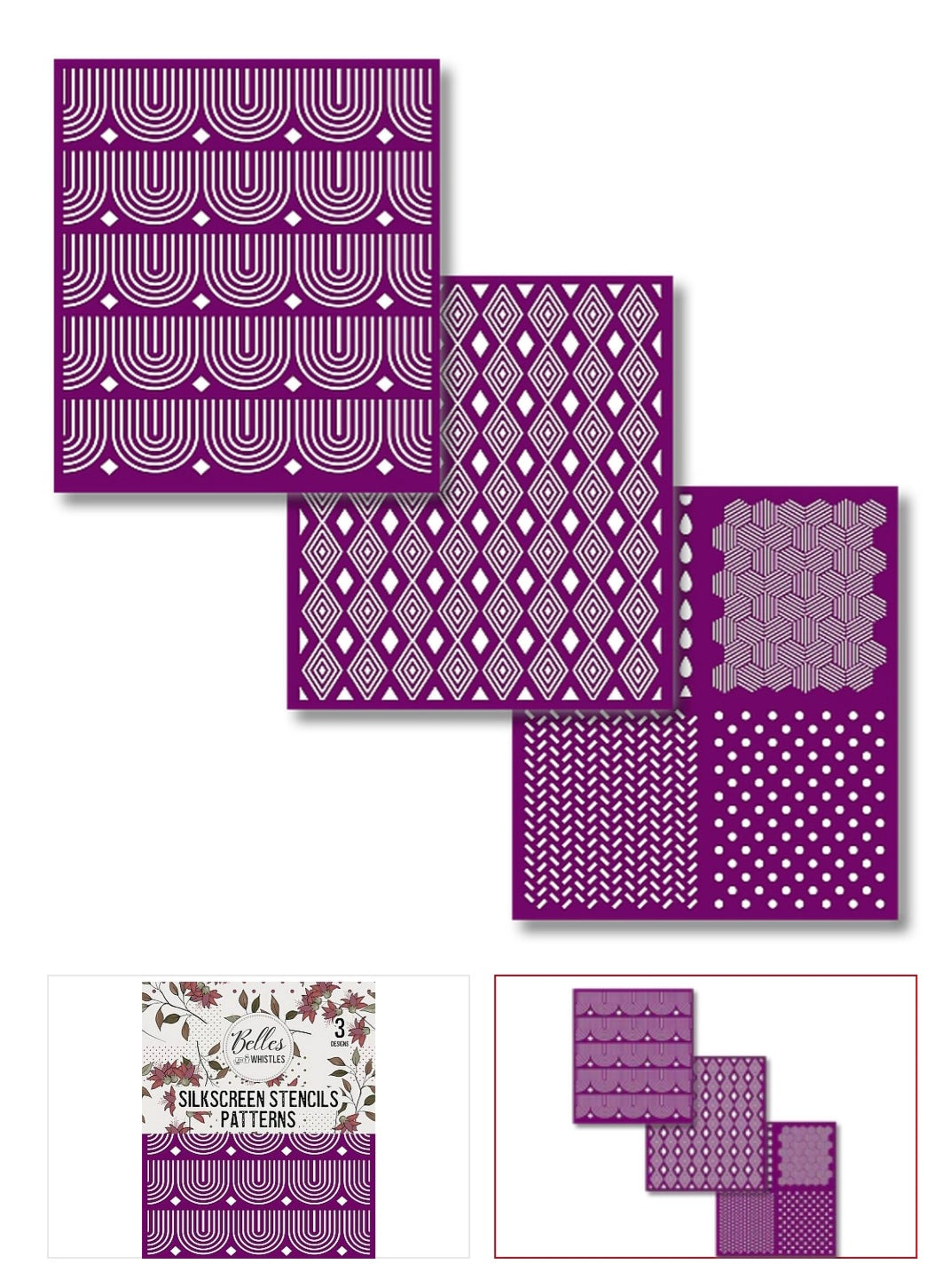 Belles and Whistles Silkscreen Stencils