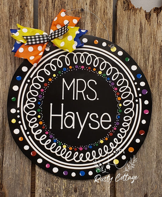 Polka dot and swirley door hanger